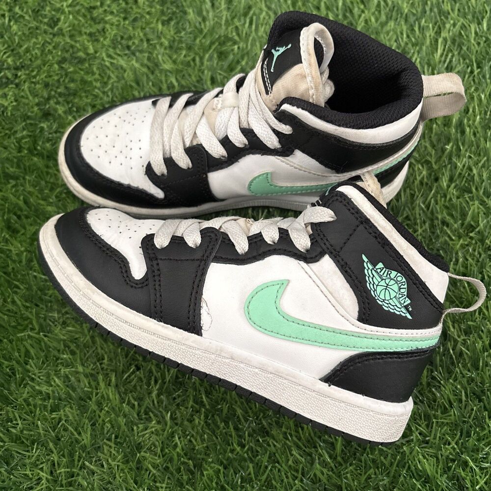Nike Jordan 1 Mid Green Glow Preschool Youth Kids Size 12C (DQ8424-103) Mid Top